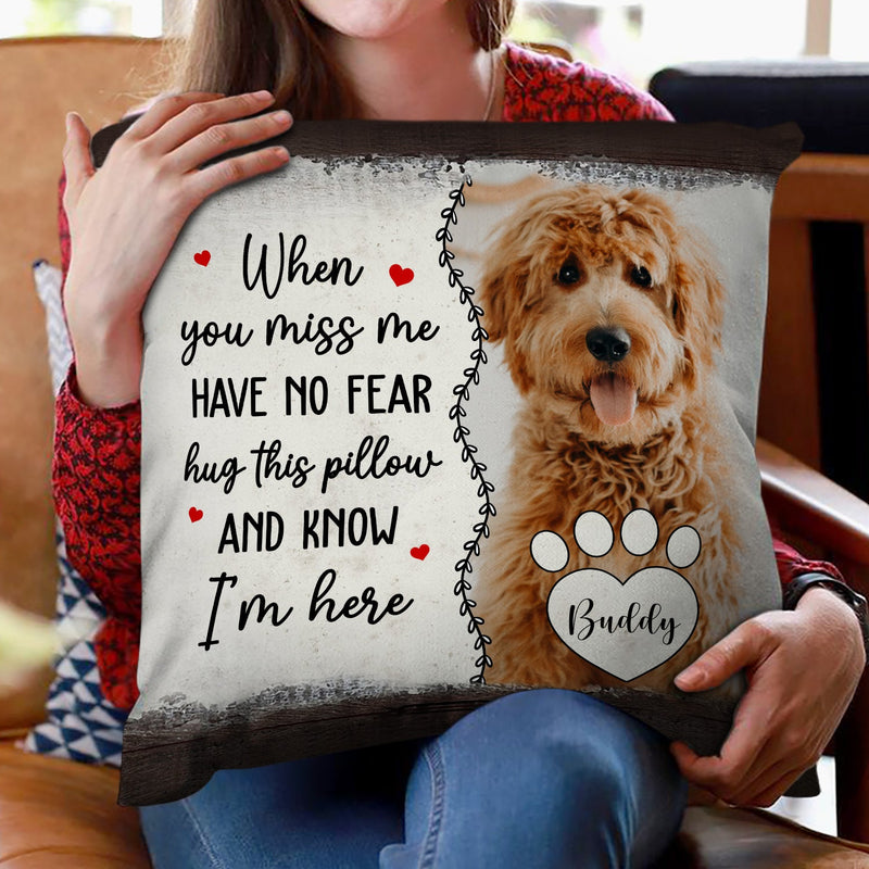 Custom Photo When You Miss Me Hug This Pillow Memorial - Personalized Pillow