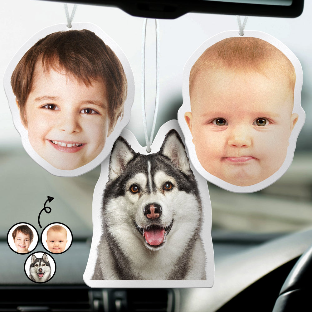 Custom Photo Cute Family, Pet Face Cut - Personalized Photo Air Freshener