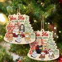 You Me And The Cats - Cat Lovers - Personalized Custom Shaped Wooden Ornament