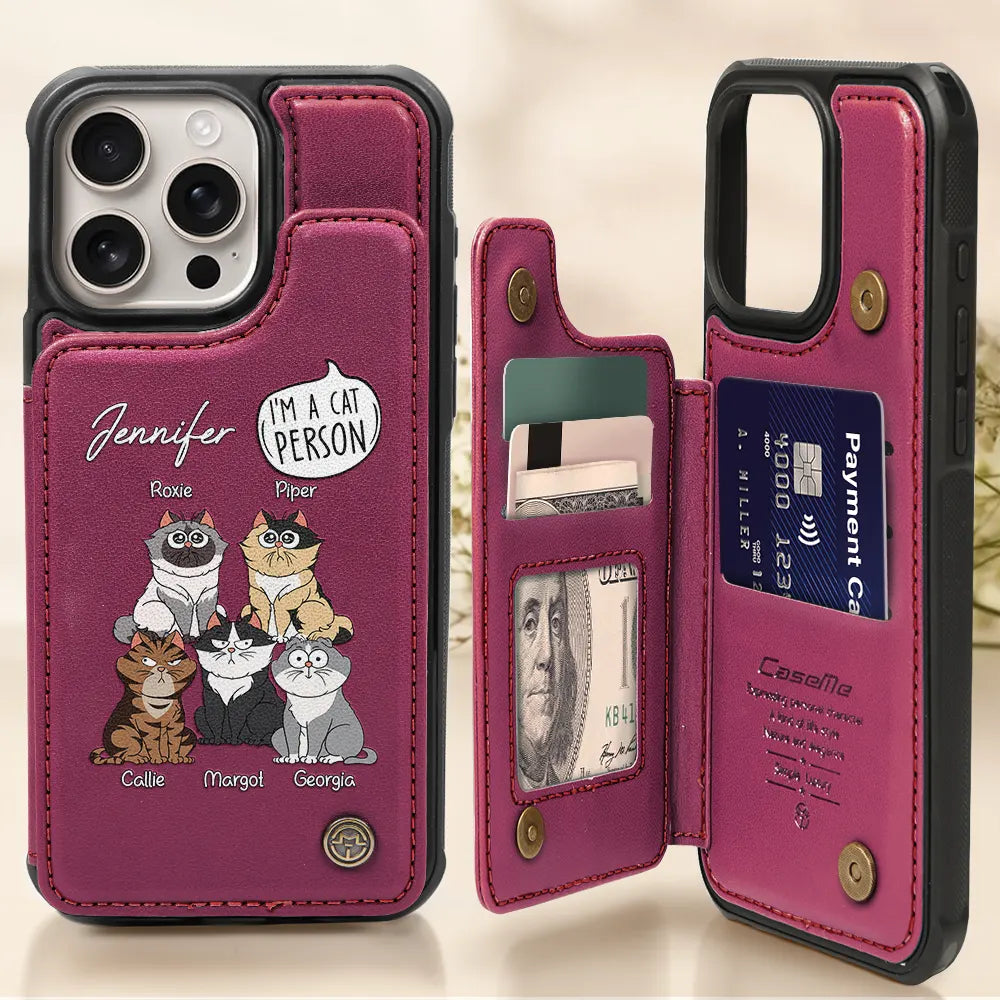 Dog Lovers, Dog Mom, Dog Dad - I'm A Cat Person - Personalized Leather Flip Wallet Phone Case