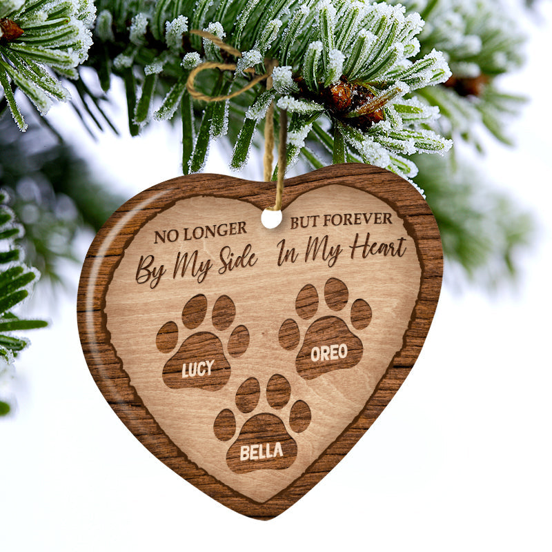 Dog & Cat Lovers Forever In My Heart Pet Memorial - Personalized Custom Heart Ceramic Ornament