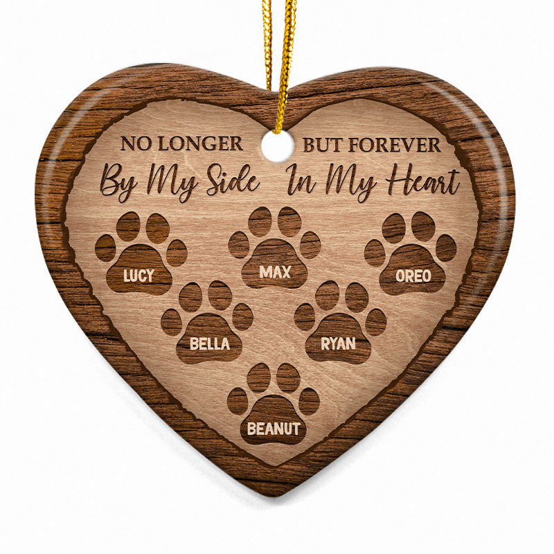 Dog & Cat Lovers Forever In My Heart Pet Memorial - Personalized Custom Heart Ceramic Ornament