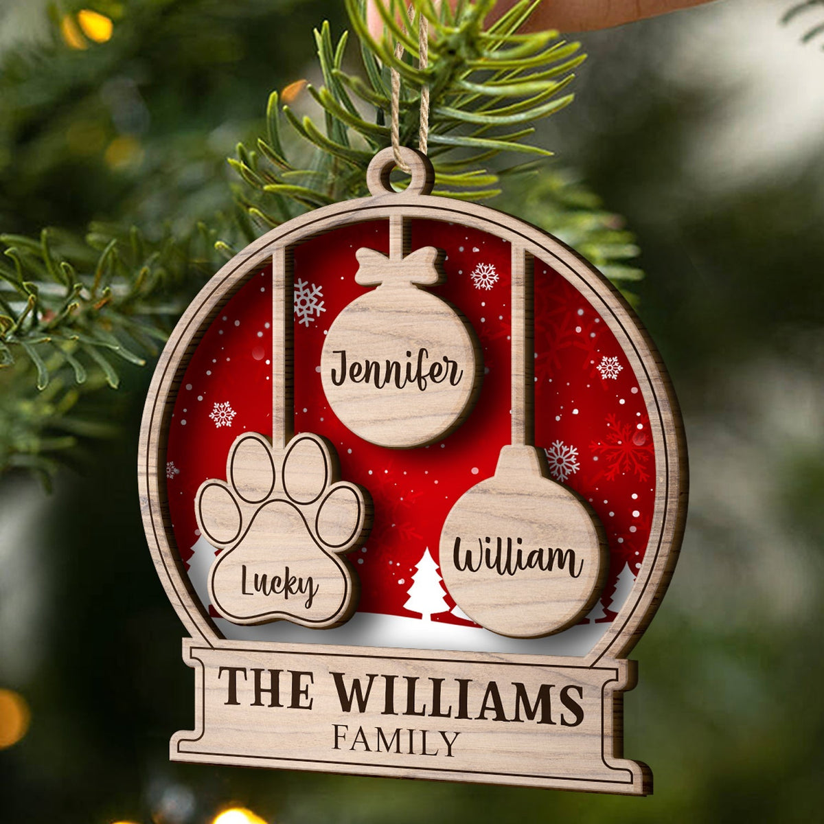 Our Family Kids And Pet - Gift For Family, Parent - Personalized 2-Layered Wooden Ornament