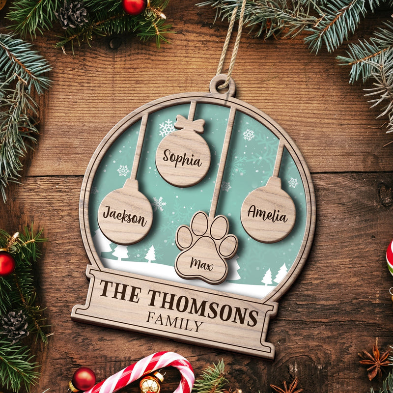 Our Family Kids And Pet - Gift For Family, Parent - Personalized 2-Layered Wooden Ornament