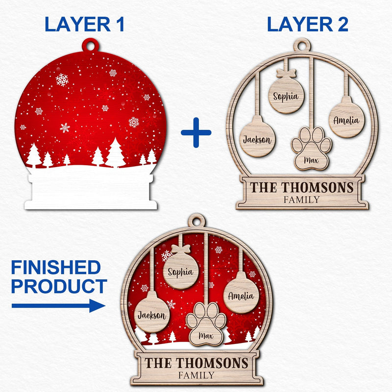 Our Family Kids And Pet - Gift For Family, Parent - Personalized 2-Layered Wooden Ornament