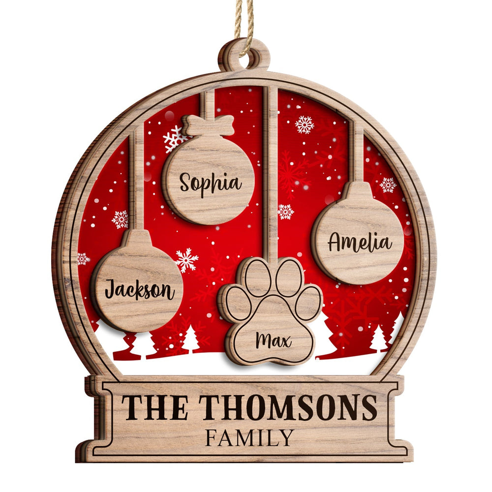 Our Family Kids And Pet - Gift For Family, Parent - Personalized 2-Layered Wooden Ornament