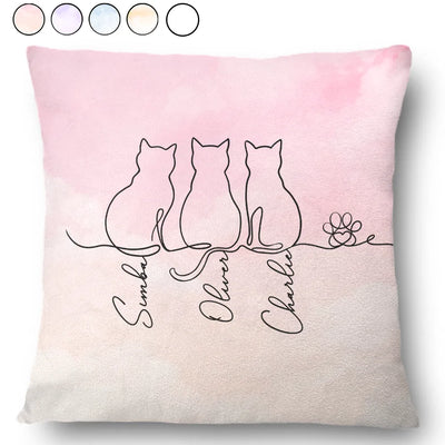 Adorable Cat Line Design - Personalized Pillow