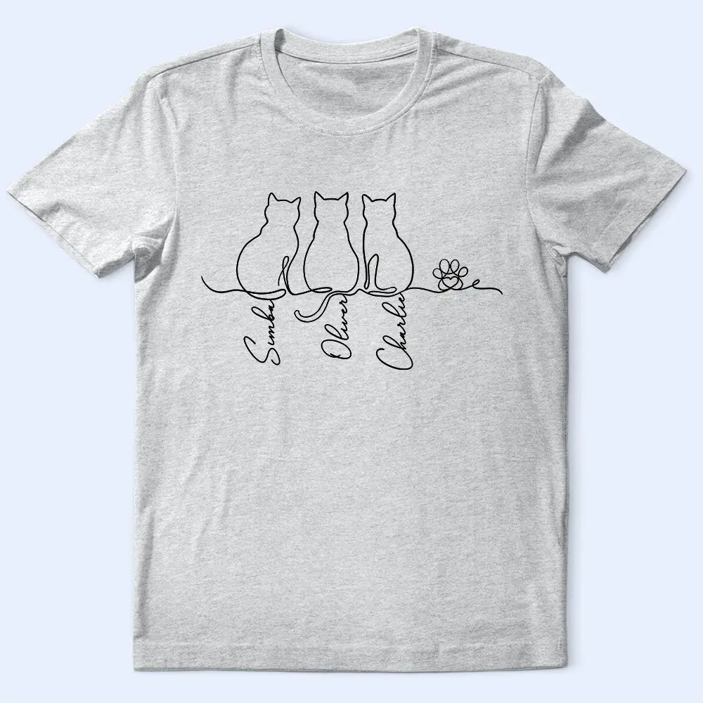 Adorable Cat Line Design - Personalized T Shirt
