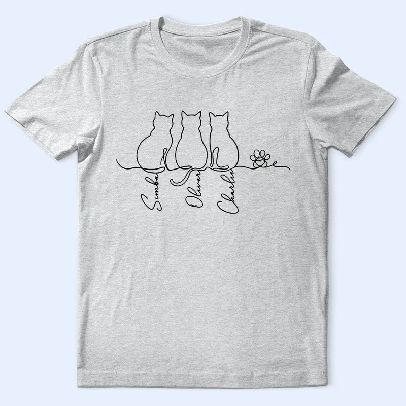 Adorable Cat Line Design - Personalized T Shirt