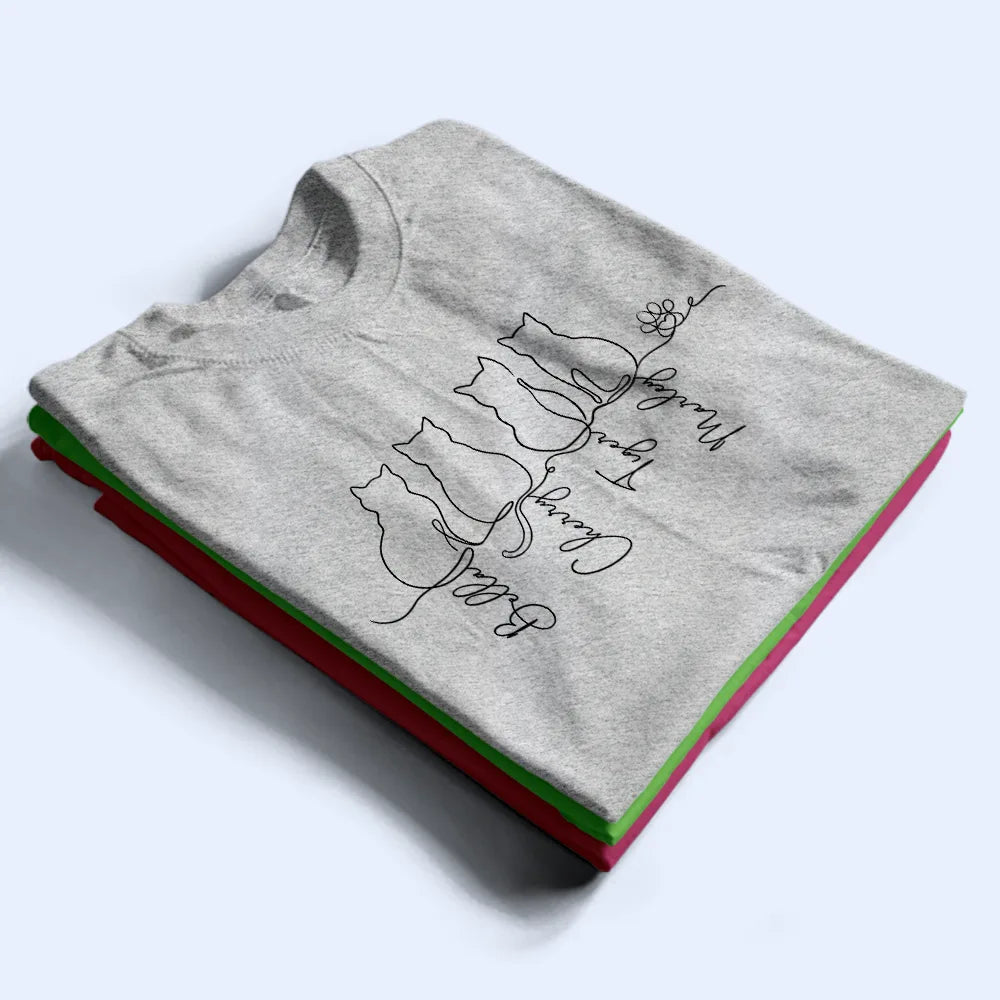 Adorable Cat Line Design - Personalized T Shirt
