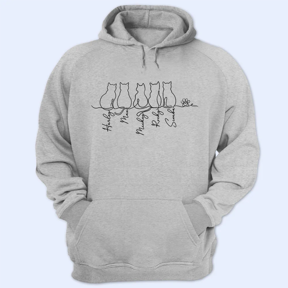 Adorable Cat Line Design - Personalized T Shirt