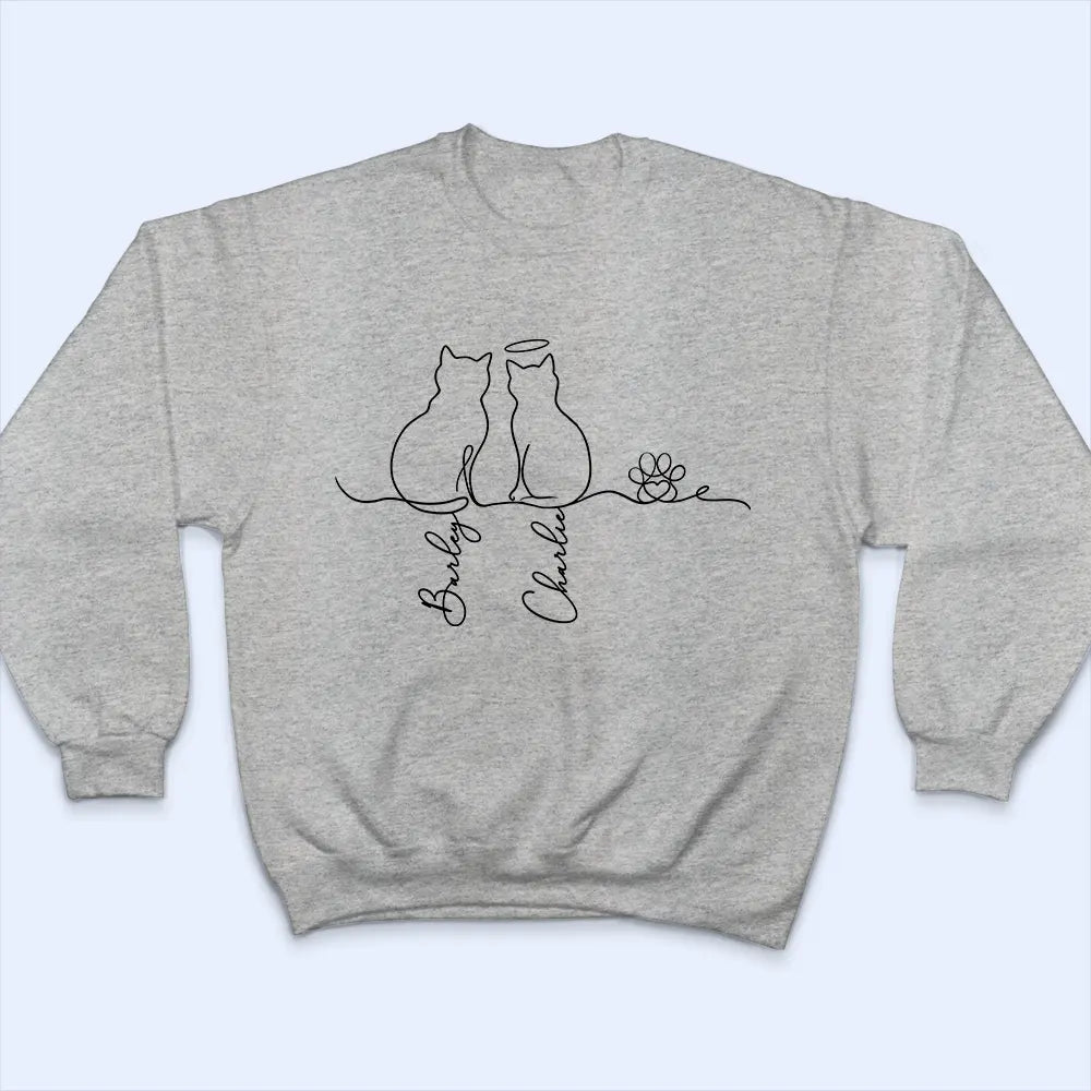 Adorable Cat Line Design - Personalized T Shirt