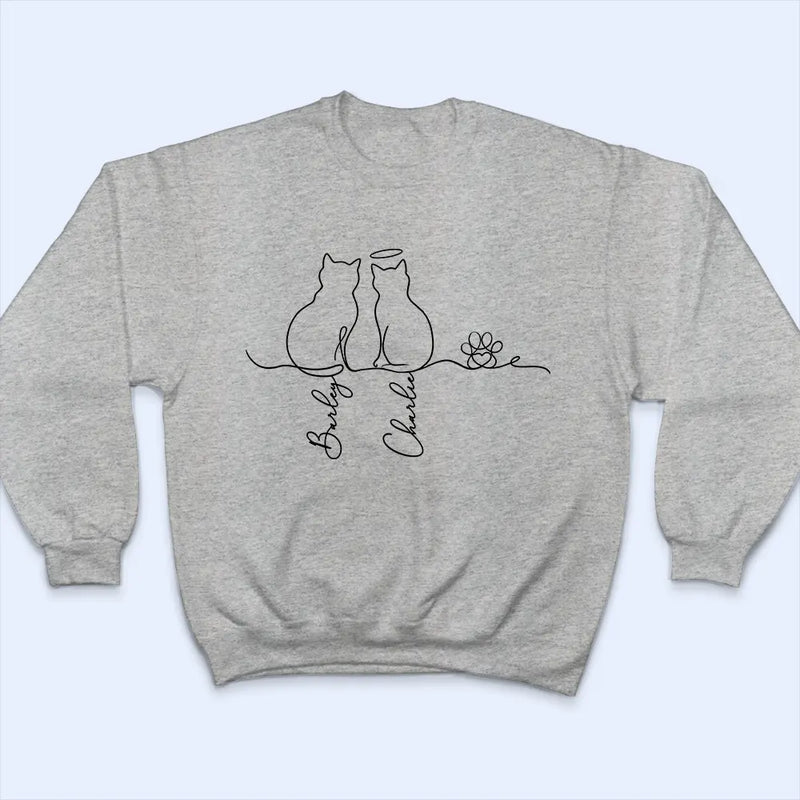 Adorable Cat Line Design - Personalized T Shirt