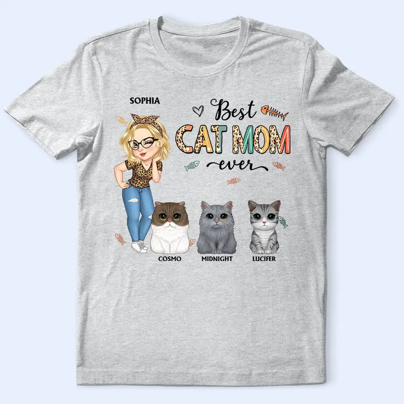 Best Cat Mom Ever Cartoon - Personalized T Shirt