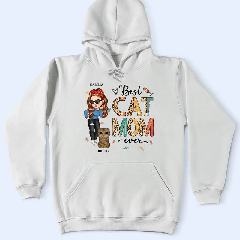 Best Cat Mom Ever Cartoon - Personalized T Shirt