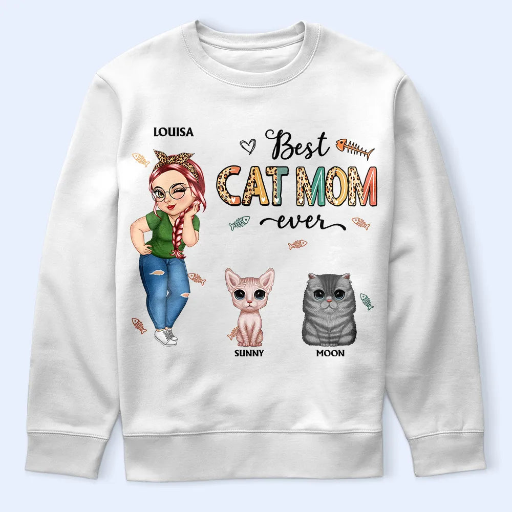 Best Cat Mom Ever Cartoon - Personalized T Shirt