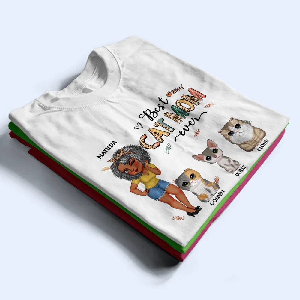 Best Cat Mom Ever Cartoon - Personalized T Shirt