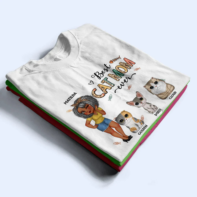 Best Cat Mom Ever Cartoon - Personalized T Shirt