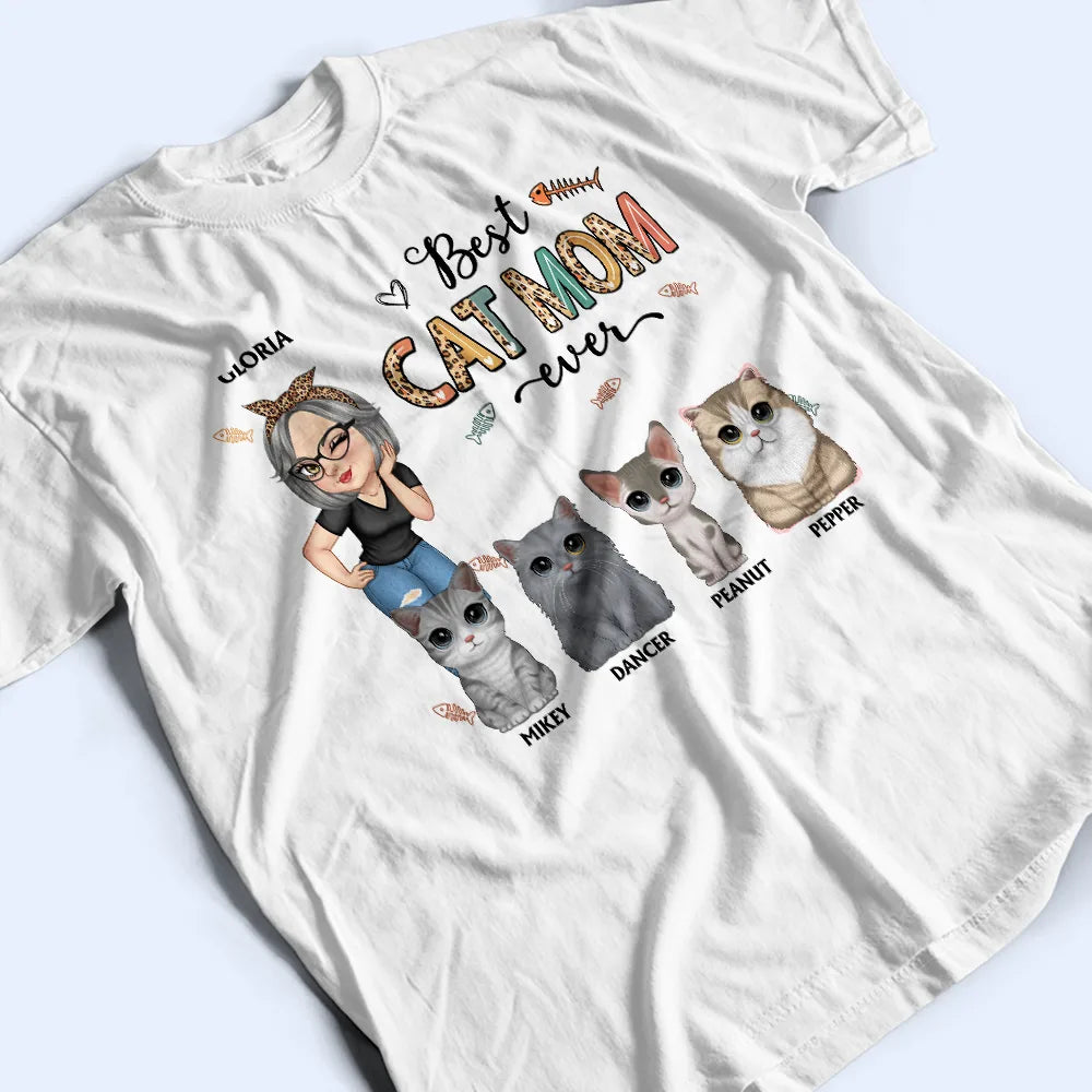 Best Cat Mom Ever Cartoon - Personalized T Shirt