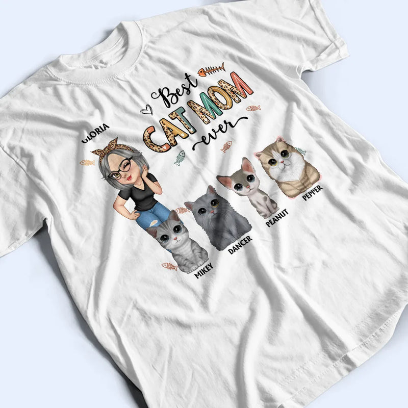 Best Cat Mom Ever Cartoon - Personalized T Shirt