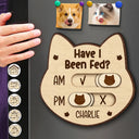 Pet Lovers,Pet Couple,Cat Lovers,Dog Lovers - Custom Cute Paw Bone Cat Head Shape With Name - Personalized Pet Feeding Tracker Magnet