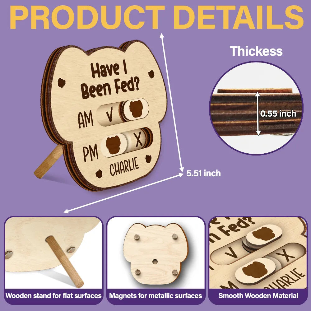 Pet Lovers,Pet Couple,Cat Lovers,Dog Lovers - Custom Cute Paw Bone Cat Head Shape With Name - Personalized Pet Feeding Tracker Magnet