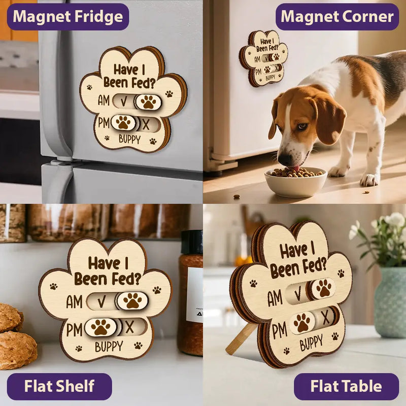 Pet Lovers,Pet Couple,Cat Lovers,Dog Lovers - Custom Cute Paw Bone Cat Head Shape With Name - Personalized Pet Feeding Tracker Magnet