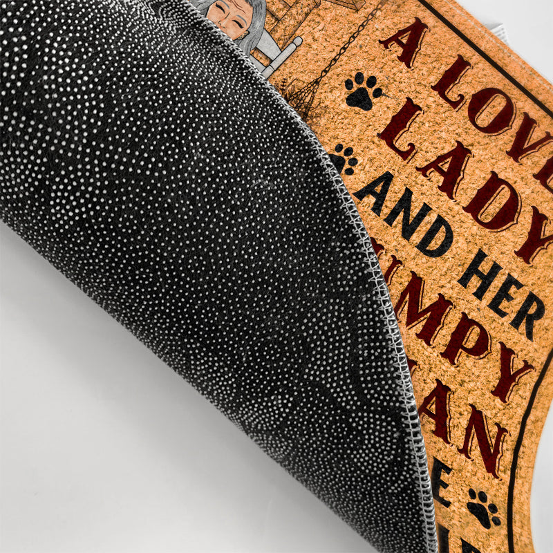 A Lovely Lady And Her Grumpy Old Man Live Here With Crazy Dogs - Personalized Custom Doormat