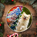 Custom Photo No Longer By Our Side Pet Memorial Heart - Personalized Circle Glass Ornament