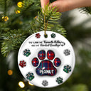 You Left Paw Prints On My Heart Pet Memorial - 3D Inflated Effect Printed Ornament, Personalized Circle Ceramic Ornament