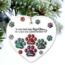 Memorial Pet You Left Paw Prints On My Heart - 3D Inflated Effect Printed Ornament, Personalized Heart Ceramic Ornament