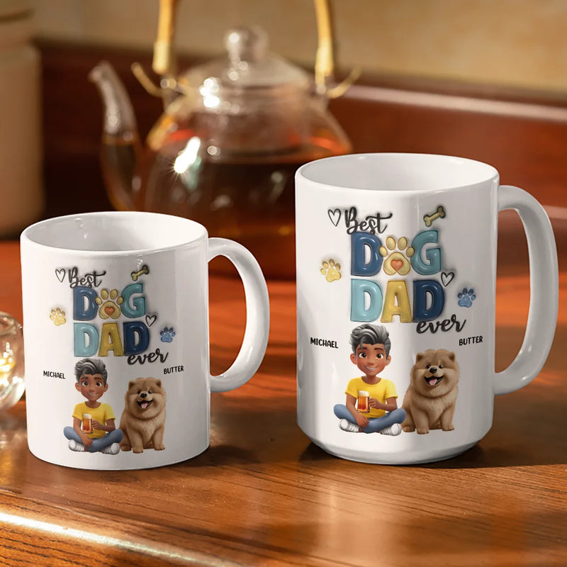 Dog Lovers,Pet Lovers,Funny,Dog Dad - Best Dog Dad Ever - Personalized White Edge-to-Edge Mug