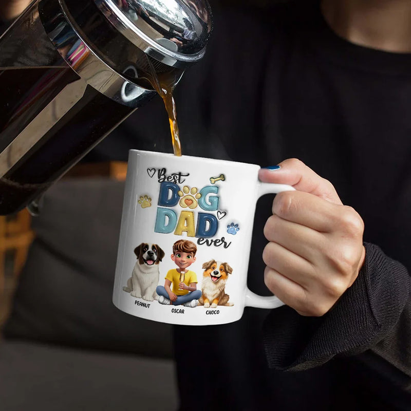 Dog Lovers,Pet Lovers,Funny,Dog Dad - Best Dog Dad Ever - Personalized White Edge-to-Edge Mug