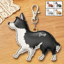 Dog Lovers,Pet Lovers,Dog Mom,Happy - Border Collie Shaped, Dog Lovers Charm - Personalized Dog Leather Bag Charm, Keychain