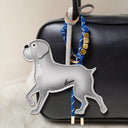 Dog Lovers,Pet Lovers,Dog Mom,Happy-Boxer Shaped, Dog Lovers Charm - Personalized Dog Leather Bag Charm, Keychain