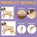 Dog Lovers,Pet Lovers,Dog Mom,Happy-Boxer Shaped, Dog Lovers Charm - Personalized Dog Leather Bag Charm, Keychain