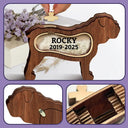 Dog Lovers,Dog Mom,Dog Dad,Pet Lovers,Pet Mom,Pet Dad,Memorial,Sad-Bulldog Dog Memorial Shadowbox Fur Keepsake - Personalized Pet Shaped Wooden Keepsake