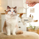 Cat Lovers,Cat Mom,Cat Dad,Sad,Memorial-Cat Memorial Keepsake With Custom Name - Personalized Cat Hair Collector Keychain Bag Charm Memorial Storage Box