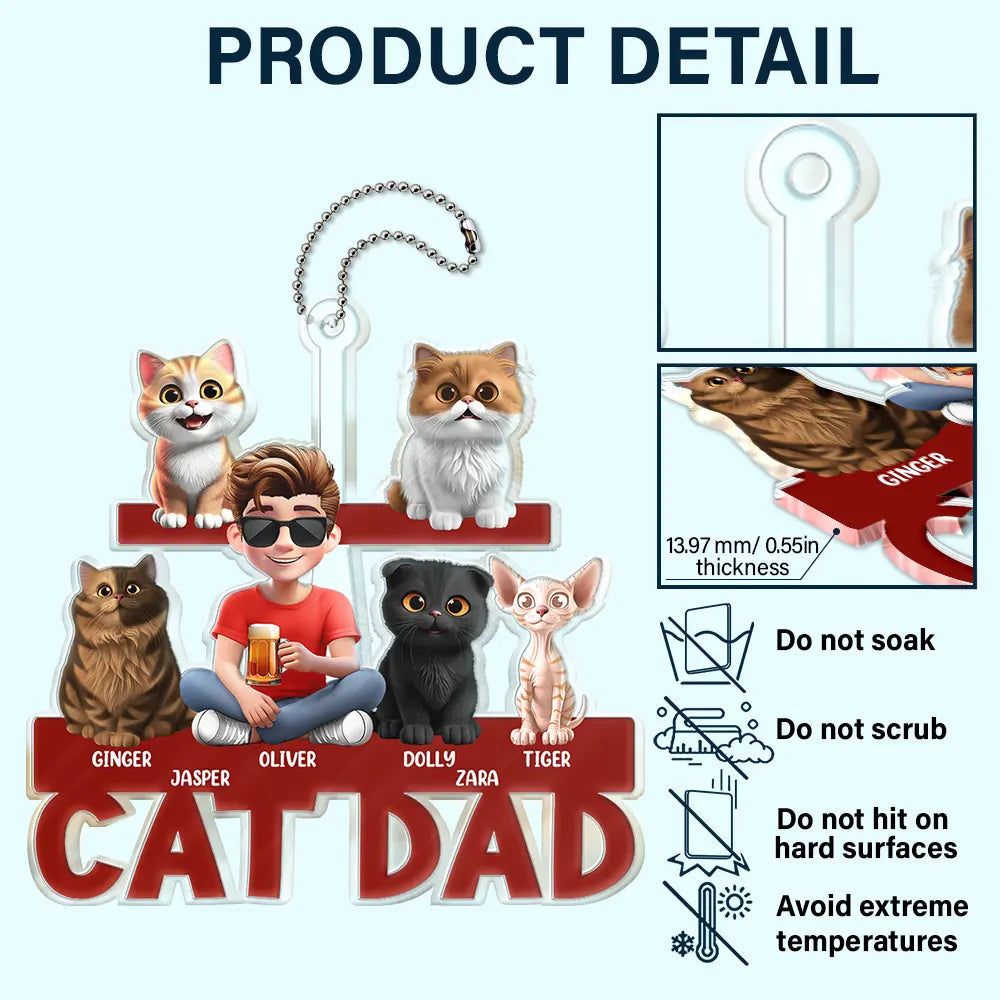 Cat Lovers,Pet Lovers,Cat Dad,Cat Mom - Cat Mom Cat Dad - Personalized Acrylic Car Hanger
