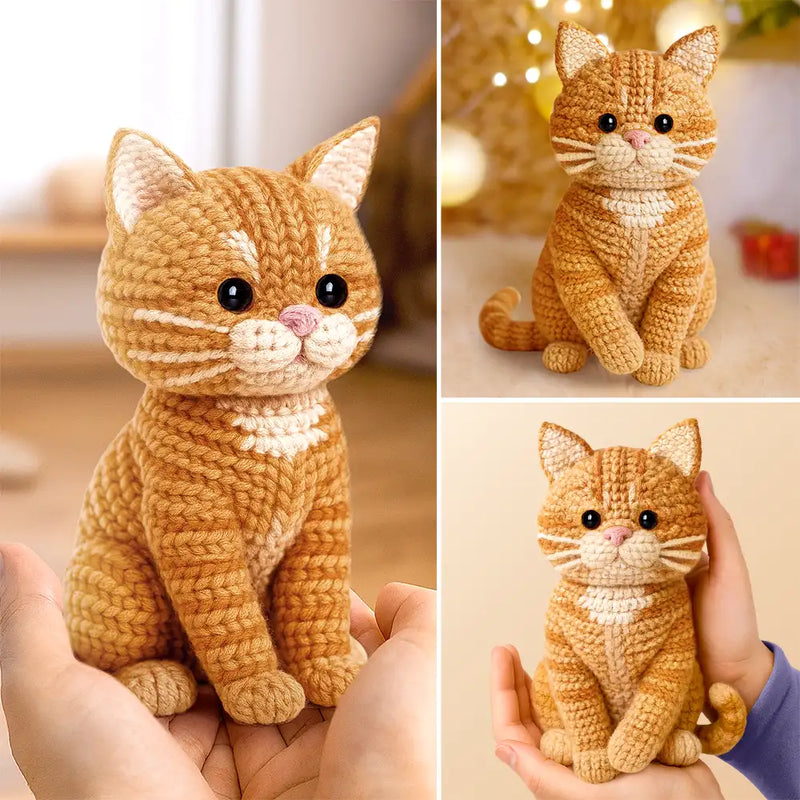 Custom Photo Dog Cat Handmade Doll Gift - Personalized Crochet Portrait Doll