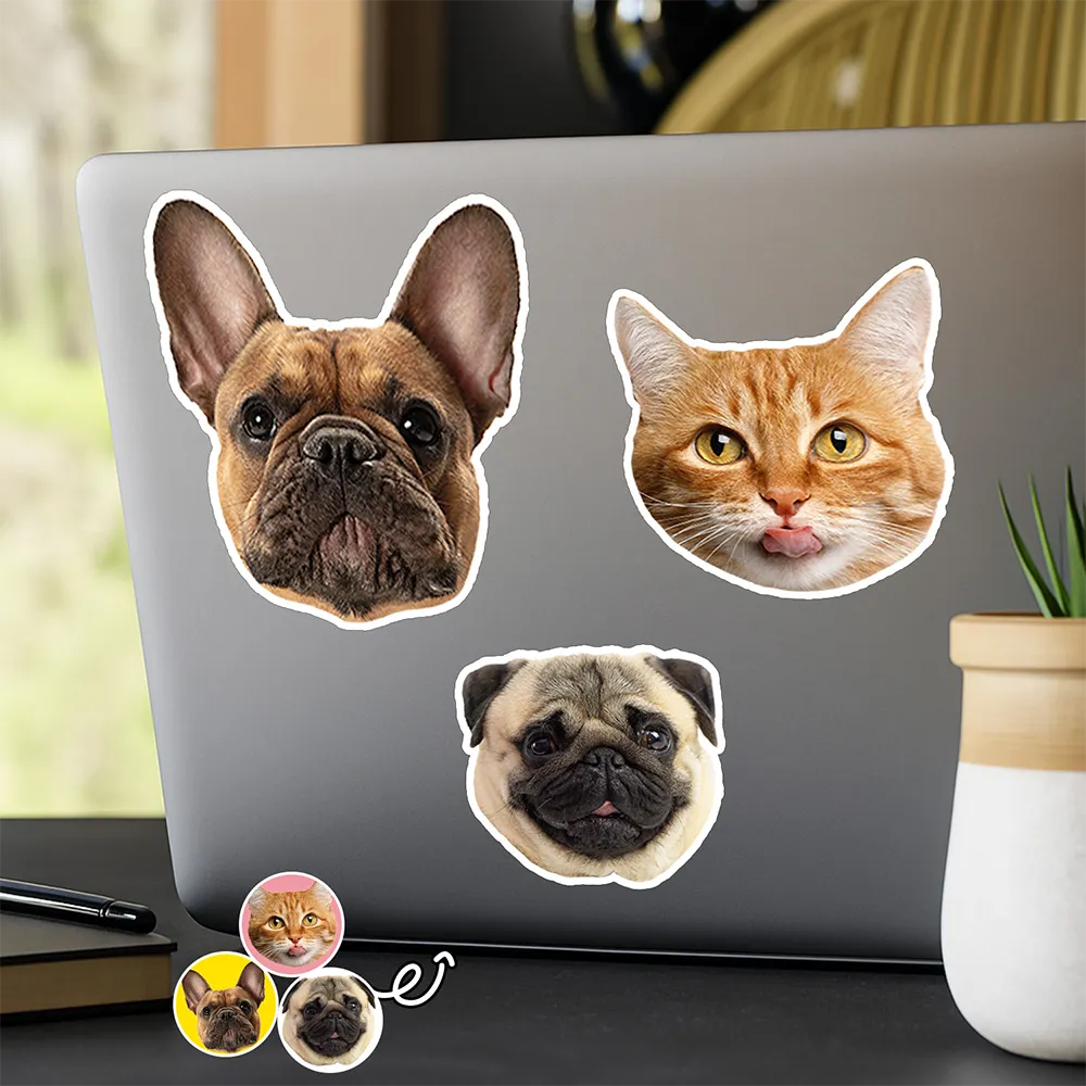 Custom Photo Dog Cat Pet Portrait - Personalized Custom Cutout Vinyl Sticker