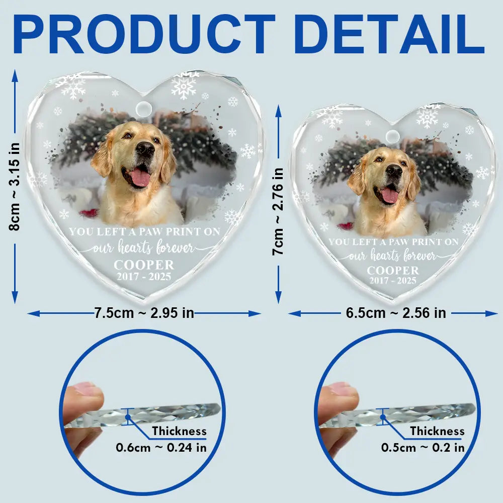 Custom Photo Pet Memorial Forever Loved - Personalized Heart Shaped Glass Ornament