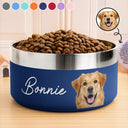 Pet Lovers - Custom Photo Pet Bowl With Name - Personalized Stainless Steel Pet Bowl