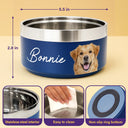 Pet Lovers - Custom Photo Pet Bowl With Name - Personalized Stainless Steel Pet Bowl