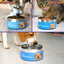 Pet Lovers - Custom Photo Pet Bowl With Name - Personalized Stainless Steel Pet Bowl