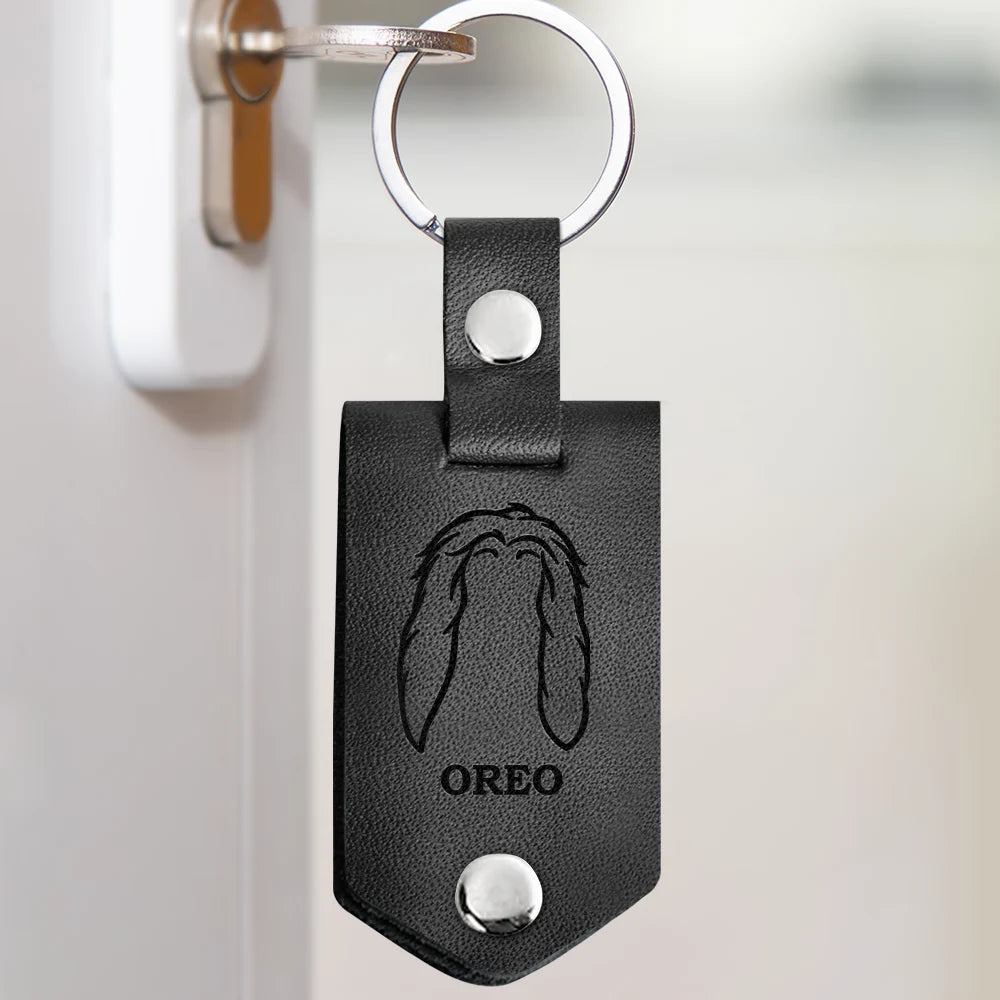 Pet Lovers - Custom Photo This Human Belongs To - Personalized Leather Photo Keychain
