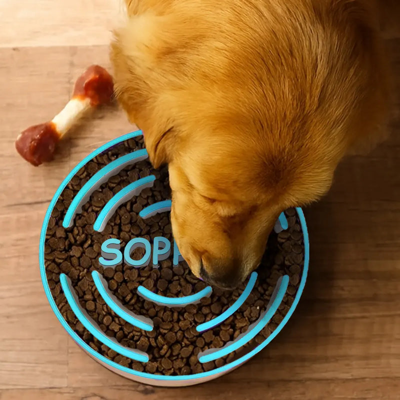Custom Dog Name And Maze Pattern For Healthy Eating - Personalized Slow Feeder Pet Bowl