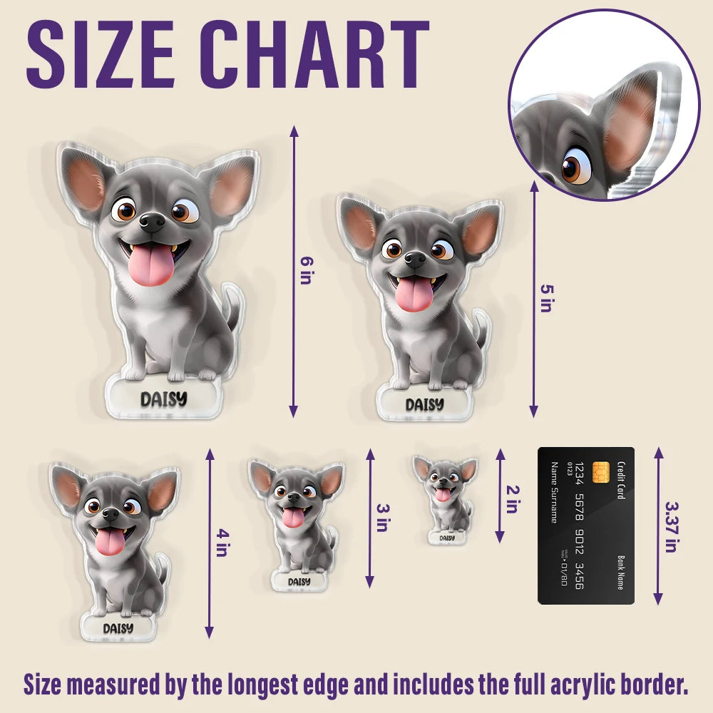 Pet Lovers, Cat Lovers, Dog Lovers - Cute 3D Effect Dog And Cat With Name - Personalized Acrylic Fridge Magnet