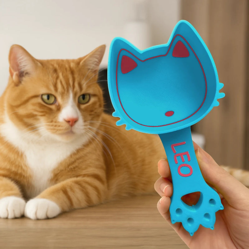 Cat Lovers, Cat Mom, Cat Dad-Cute Cat Head Paw Handle, Cat Supplies Gift For Cat Owners - Personalized Cat Food Scoop