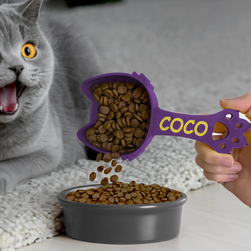 Cat Lovers, Cat Mom, Cat Dad-Cute Cat Head Paw Handle, Cat Supplies Gift For Cat Owners - Personalized Cat Food Scoop